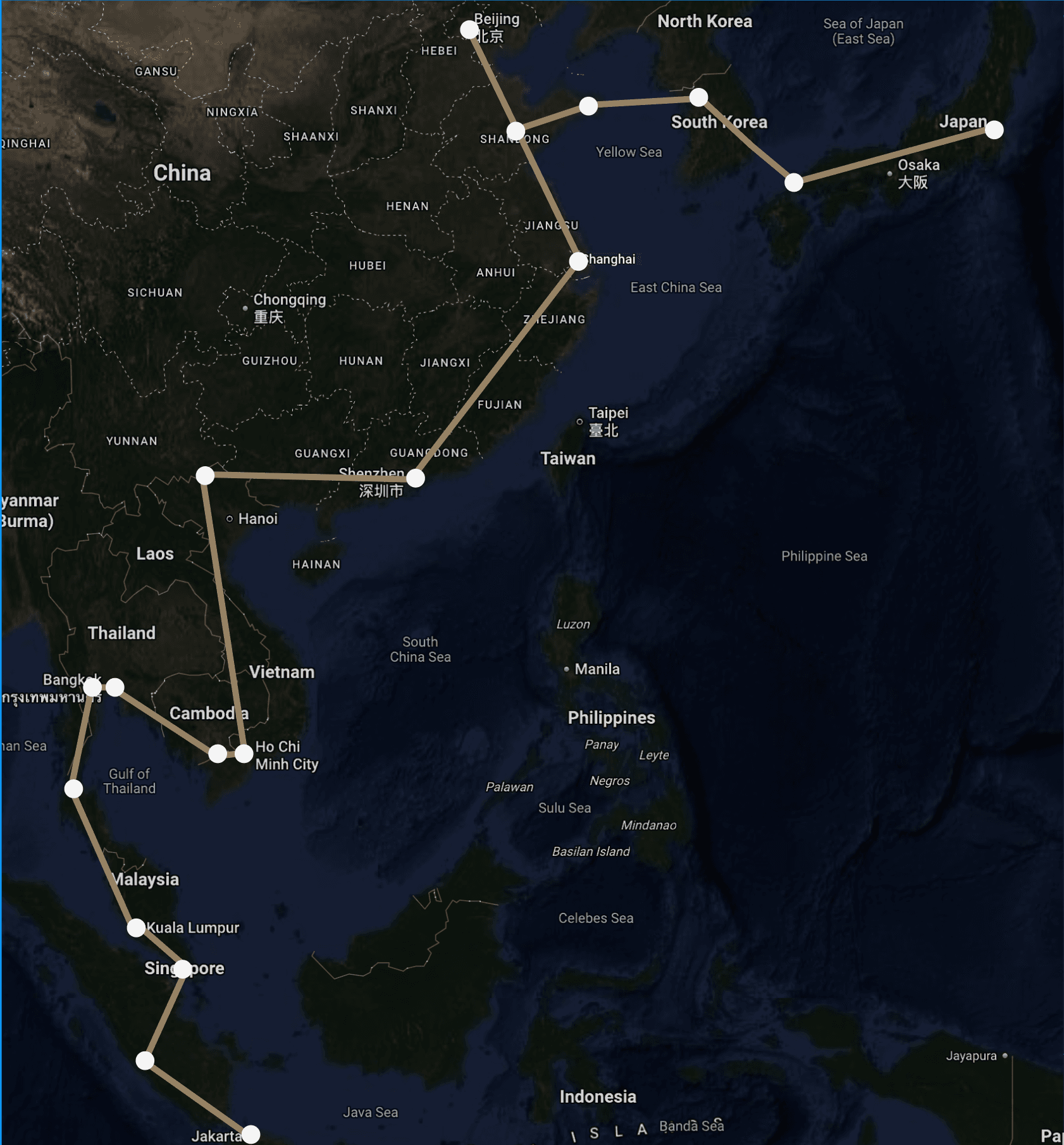 Phase 1 — The Asian Spine route map